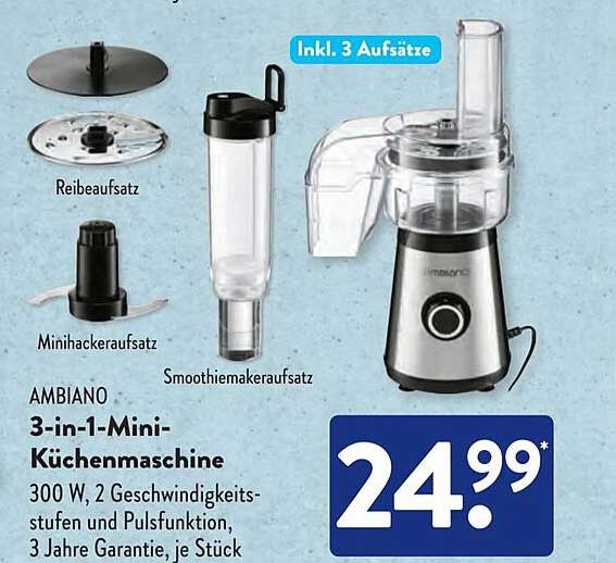 AMBIANO 3-in-1-Mini-Küchenmaschine
