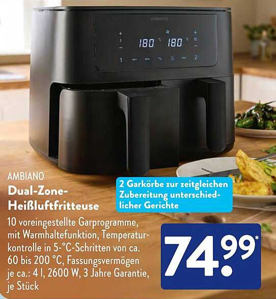 AMBIANO Dual-Zone-Heißluftfritteuse