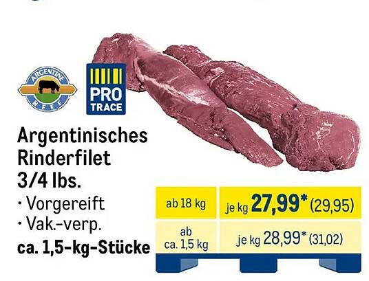 Argentinisches Rinderfilet 3/4 lbs