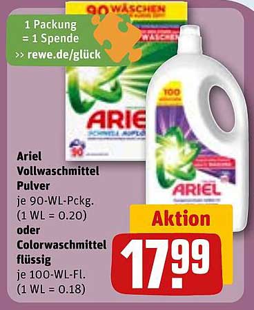 Ariel Vollwaschmittel Pulver oder Colorwaschmittel flüssig
