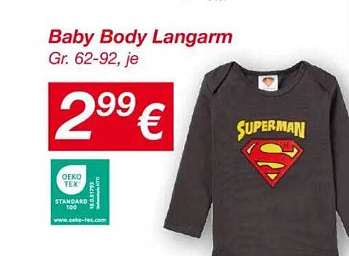 Baby Body Langarm Gr. 62-92, je