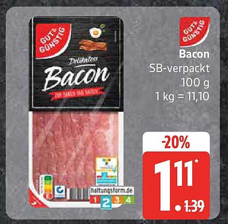 Bacon SB-verpackt 100 g - GUT & GÜNSTIG