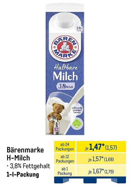 Bärenmarke H-Milch 3,8% Fett