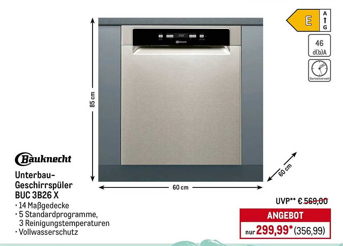 Bauknecht Unterbau-Geschirrspüler BUC 3B26 X