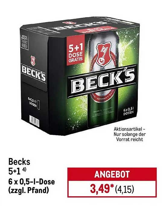 Becks 5+1: 6 x 0,5 l-Dosen