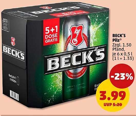 BECK'S Pils 6 x 0,5 l Dosen - 5+1 Dose Gratis