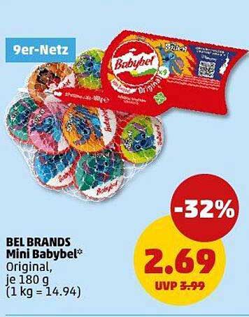 BEL BRANDS Mini Babybel Original, je 180 g (9er-Netz)