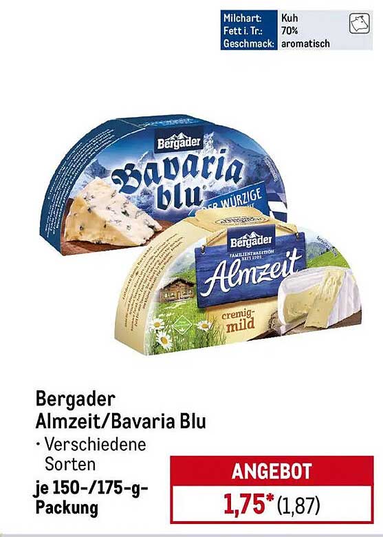 Bergader Almzeit/Bavaria Blu - Verschiedene Sorten je 150-/175-g-Packung