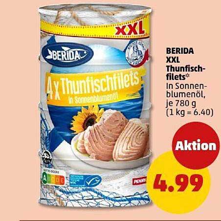 BERIDA XXL Thunfischfilets in Sonnenblumenöl 4 x 780 g