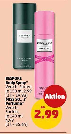 BESPOKE Body Spray und MISS SO...? Parfüm im Angebot