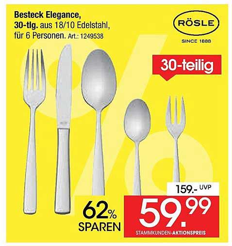 Besteck Elegance, 30-tlg. aus 18/10 Edelstahl, für 6 Personen.