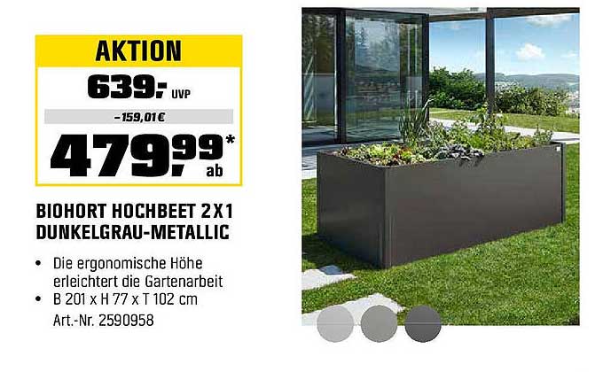 BIOHORT HOCHBEET 2X1 DUNKELGRAU-METALLIC