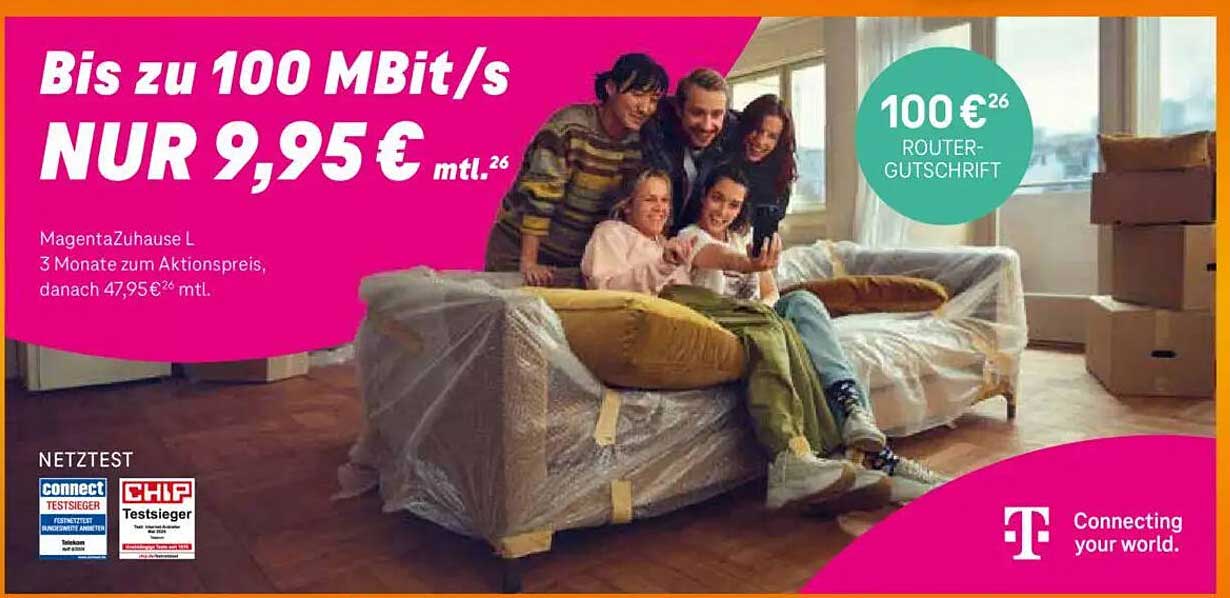 Bis zu 100 MBit/s NUR 9,95 € mtl.