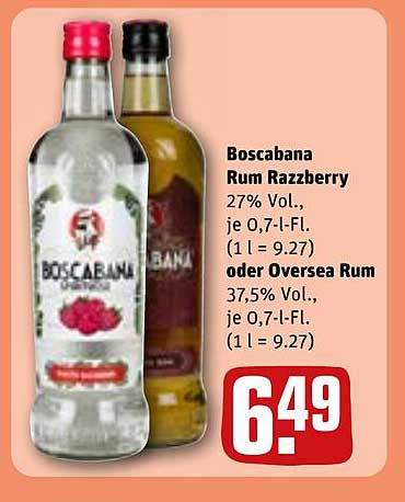 Boscabana Rum Razzberry 0,7 l oder Oversea Rum 0,7 l
