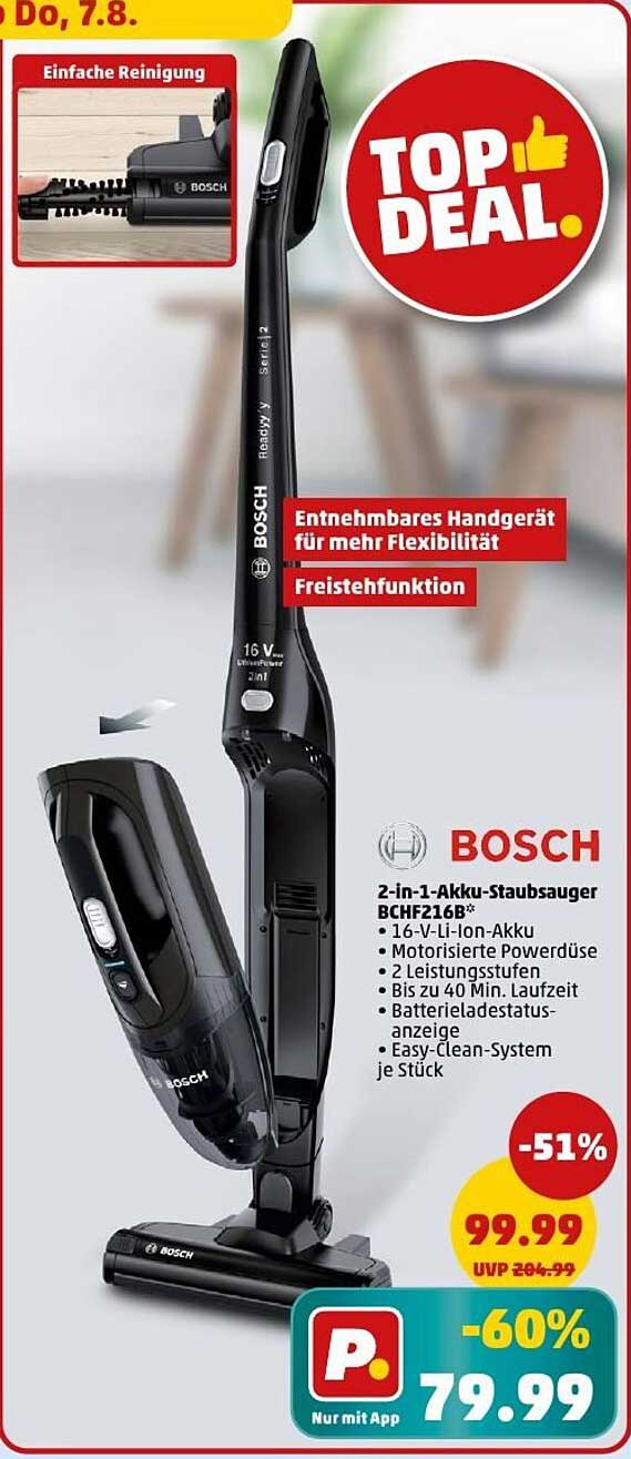BOSCH 2-in-1-Akku-Staubsauger BCHF216B - TOP DEAL!