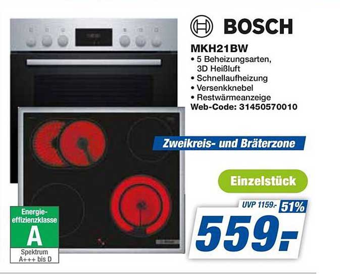 BOSCH MKH21BW Einbauherd und Kochfeld - 51% Rabatt
