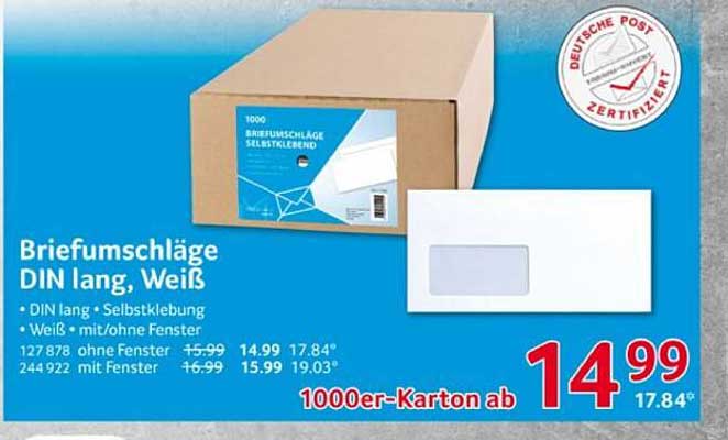Briefumschläge DIN lang, Weiß