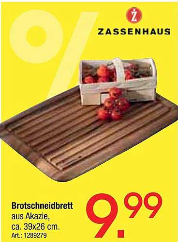 Brotschneidbrett aus Akazie, ca. 39x26 cm