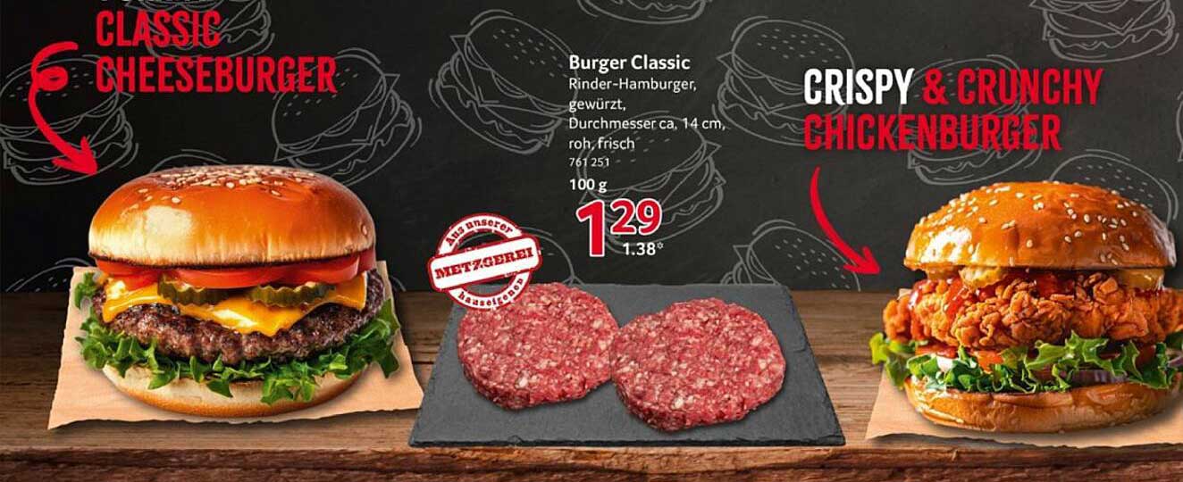 Burger Classic Rinder-Hamburger, gewürzt, 100 g