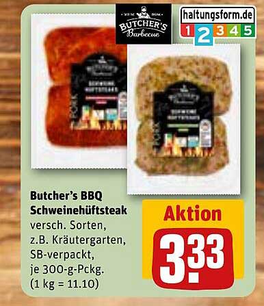 Butcher's BBQ Schweinehüftsteak, verschiedene Sorten, je 300-g-Pckg.