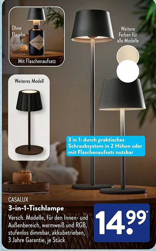 CASALUX 3-in-1-Tischlampe