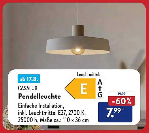 CASALUX Pendelleuchte - inkl. Leuchtmittel E27