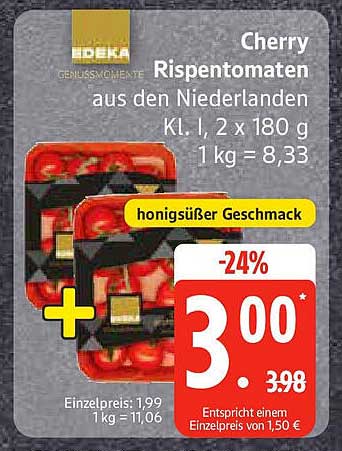Cherry Rispentomaten aus den Niederlanden, 2 x 180 g