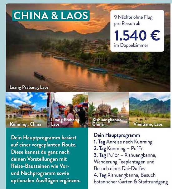China & Laos - 9 Nächte ohne Flug pro Person ab 1.540 € im Doppelzimmer