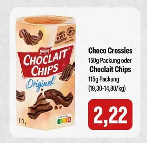 Choco Crossies 150g Packung oder Chocolait Chips 115g Packung