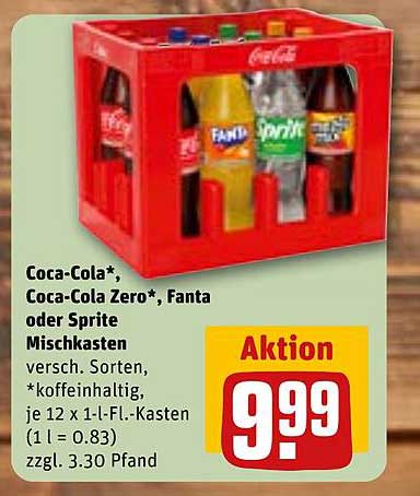 Coca-Cola*, Coca-Cola Zero*, Fanta oder Sprite Mischkasten 12 x 1-L-Flaschen