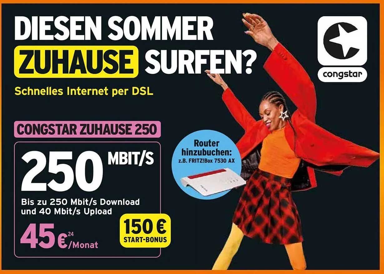 Congstar Zuhause 250 – Schnelles Internet per DSL