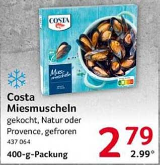 Costa Miesmuscheln gekocht, Natur oder Provence, gefroren 400-g-Packung