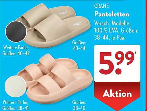 CRANE Pantoletten – Verschiedene Modelle, 100 % EVA