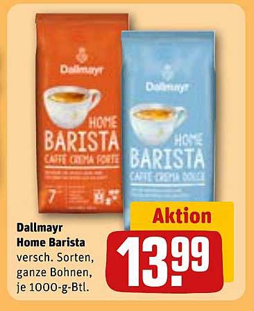 Dallmayr Home Barista – verschiedene Sorten, ganze Bohnen, je 1000-g-Btl.