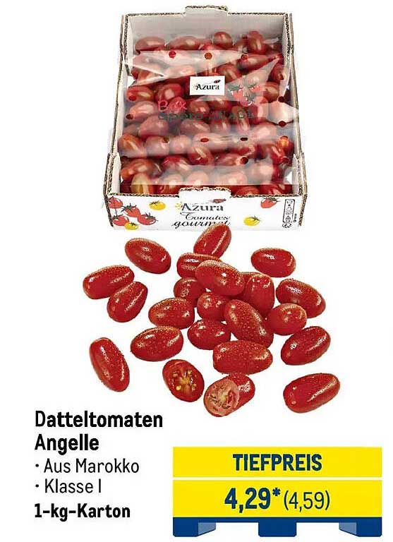 Datteltomaten Angelle 1-kg-Karton aus Marokko - Klasse I