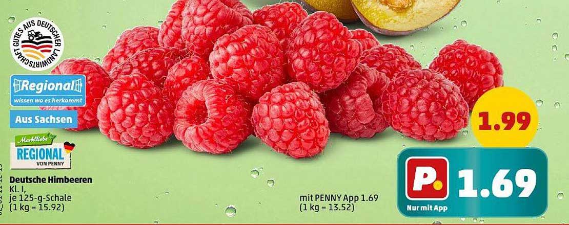 Deutsche Himbeeren Kl. I - je 125-g-Schale
