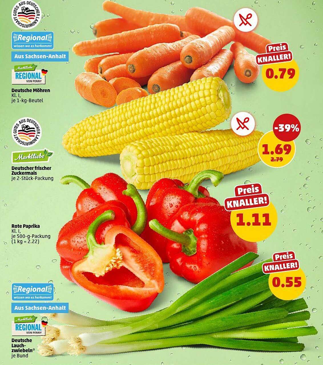Deutsche Möhren, Zuckermais, Rote Paprika und Lauchzwiebeln - Knallerpreise!