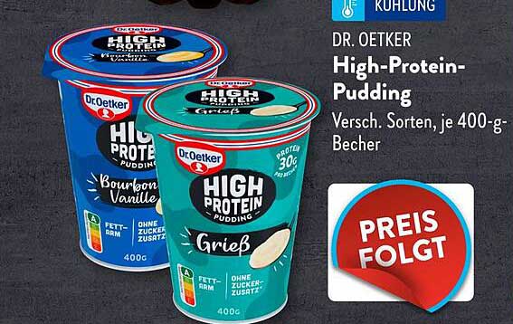 Dr. Oetker High-Protein-Pudding - Verschiedene Sorten, je 400-g-Becher