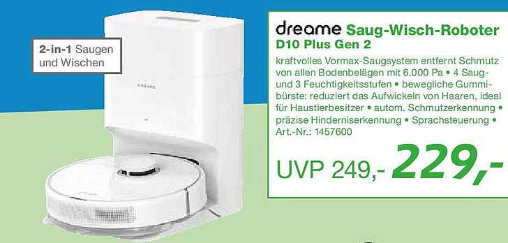 dreame Saug-Wisch-Roboter D10 Plus Gen 2