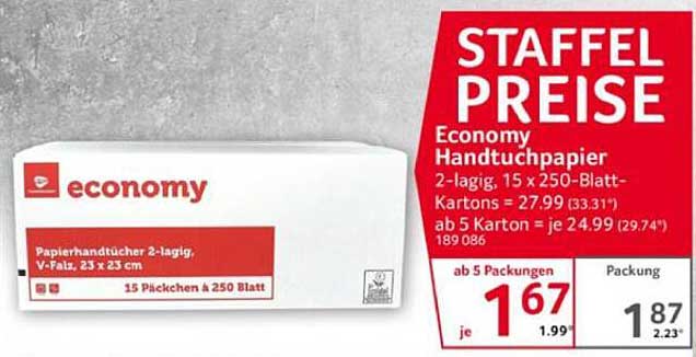Economy Handtuchpapier 2-lagig, 15 x 250 Blatt