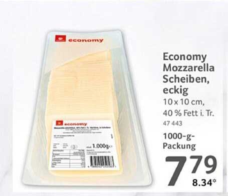 Economy Mozzarella Scheiben, eckig