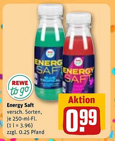 Energy Saft - verschiedene Sorten, je 250-ml-Flasche
