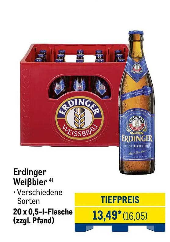 Erdinger Weißbier - 20 x 0,5 l-Flasche (zzgl. Pfand)
