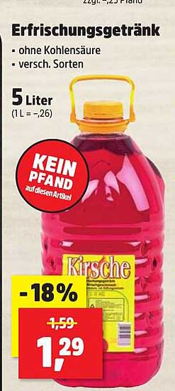 Erfrischungsgetränk Kirsch, 5 Liter