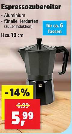 Espressokocher - Aluminium für alle Herdarten (außer Induktion)