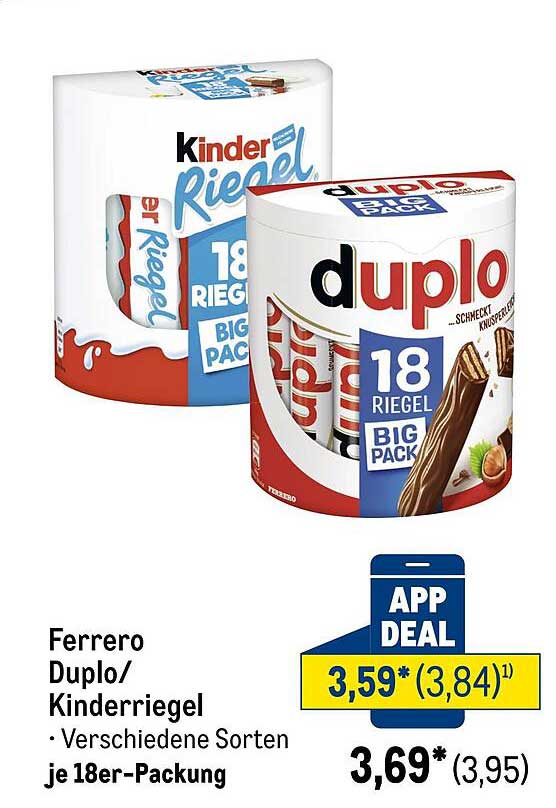 Ferrero Duplo/Kinderriegel 18er-Packung