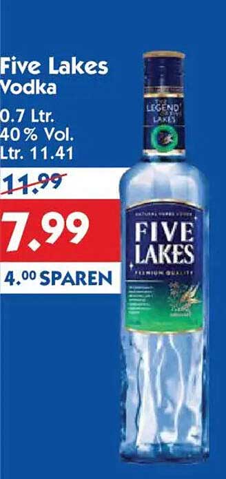 Five Lakes Vodka 0.7 Ltr.