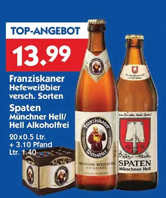 Franziskaner Hefeweißbier und Spaten Münchner Hell – Top-Angebot!