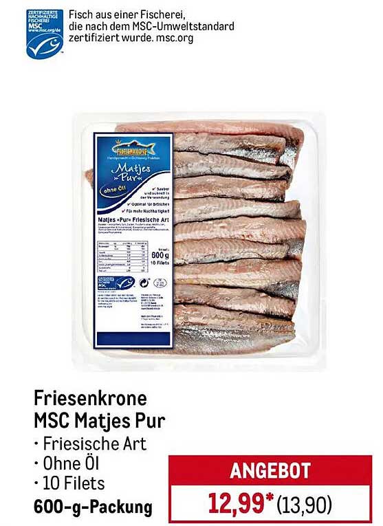 Friesenkrone MSC Matjes Pur - 600-g-Packung