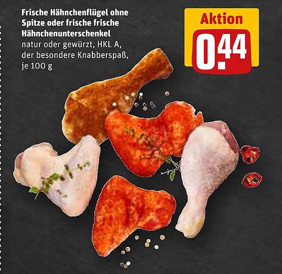 Frische Hähnchenflügel ohne Spitze oder frische Hähnchenunterschenkel, der besondere Knabberspaß!